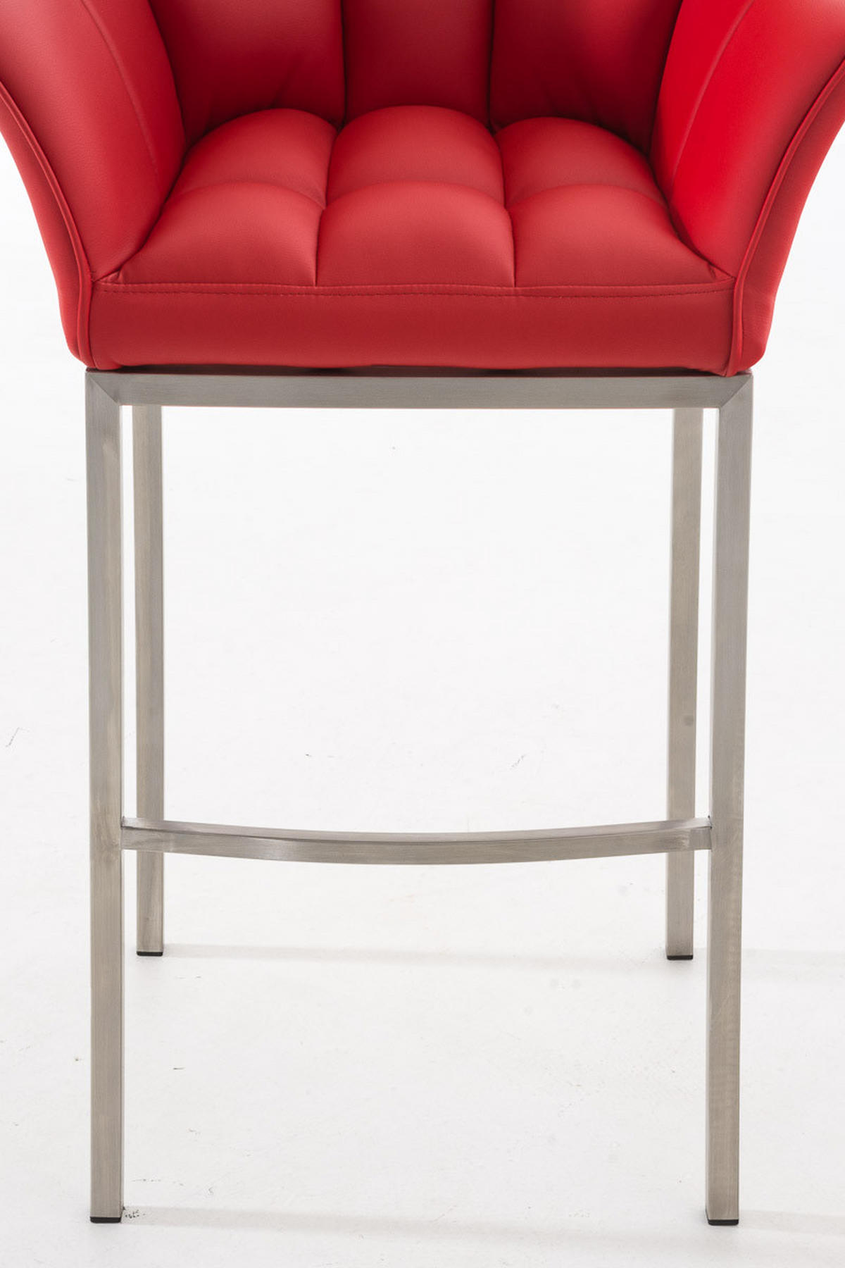 BARHOCKER Gibel Kunstleder Rot Silber - Rot, Leder (64/110/48cm) - DELUKE