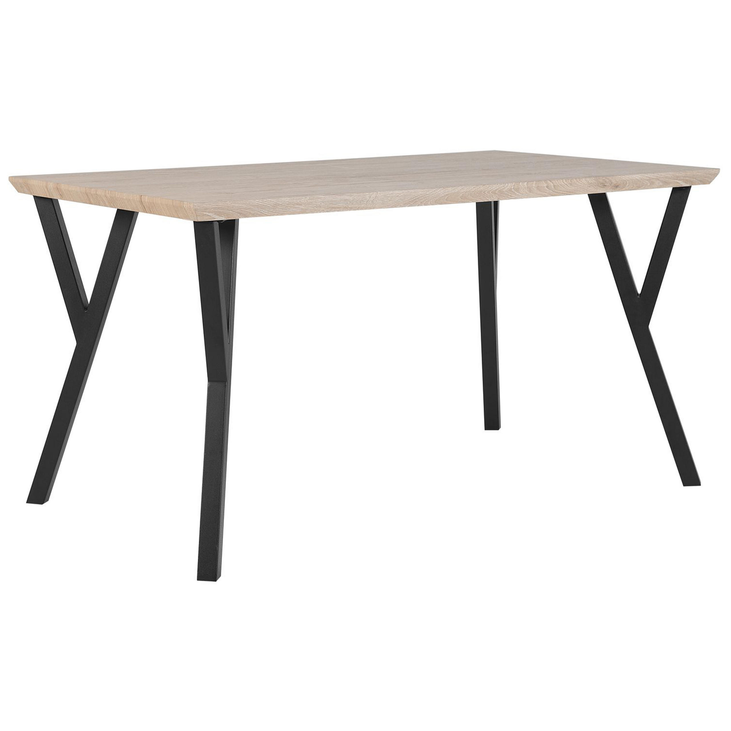Beliani JÍDELNÍ STŮL 140/80/75 cm Světle hnědý, Černý Obdélníkový Bravo