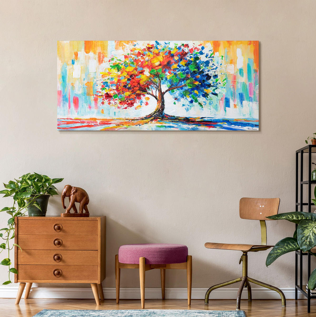 GEMÄLDE Farben der Natur II auf Keilrahmen 115x50 cm - Multicolor, Holz (115/50cm) - YS-art gallery