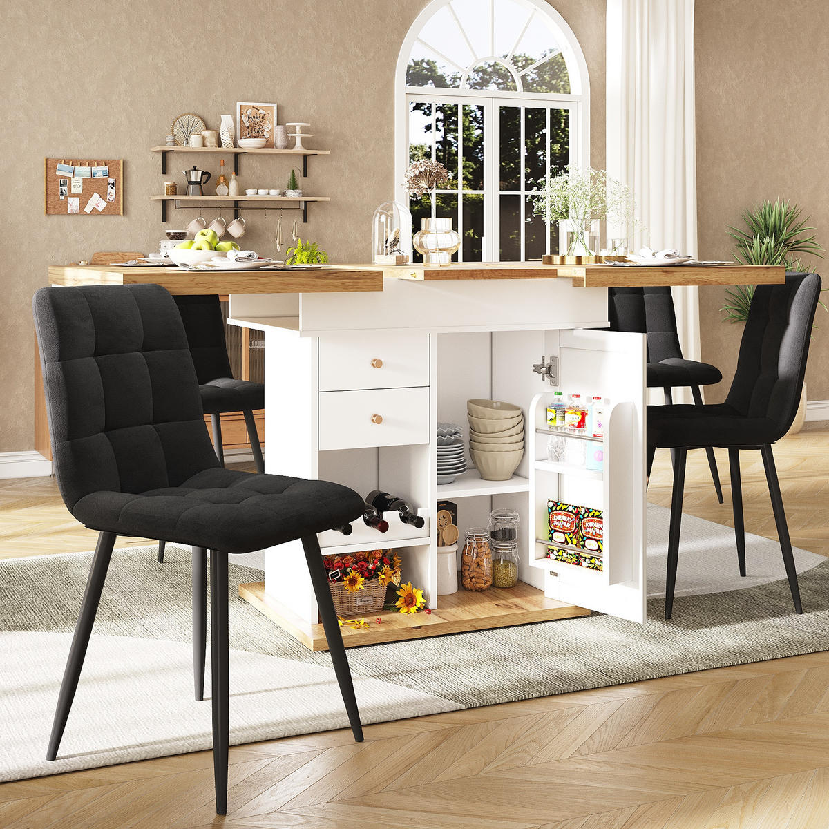 AUSZIEHTISCH Weiß Natur 110-140/80/75 cm - Naturfarben, Holz (80/110/75cm) - PANGIVO