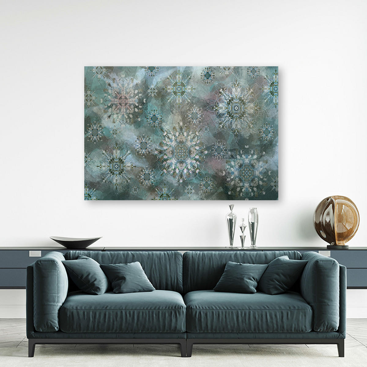 WANDBILD mosaik der sterne - Türkis, Textil (60/40cm) - Feeby