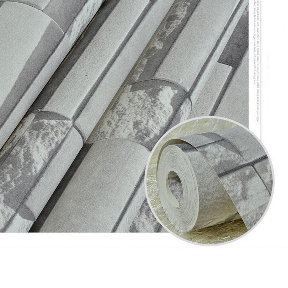 VLIESTAPETE mit grauem Ziegelsteinmuster Rechteckig Tapetenkleber erforderlich 5m²/950 x 53 cm - Grau, Naturmaterialien (950/1cm) - Livingandhome