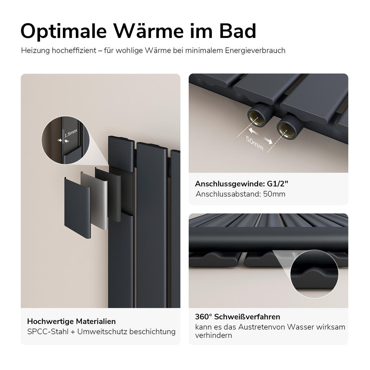 HEIZKÖRPER Flachheizkörper Anthrazit 60/30/4,9 cm - Anthrazit, Metall (30/60/4.9cm) - EMKE