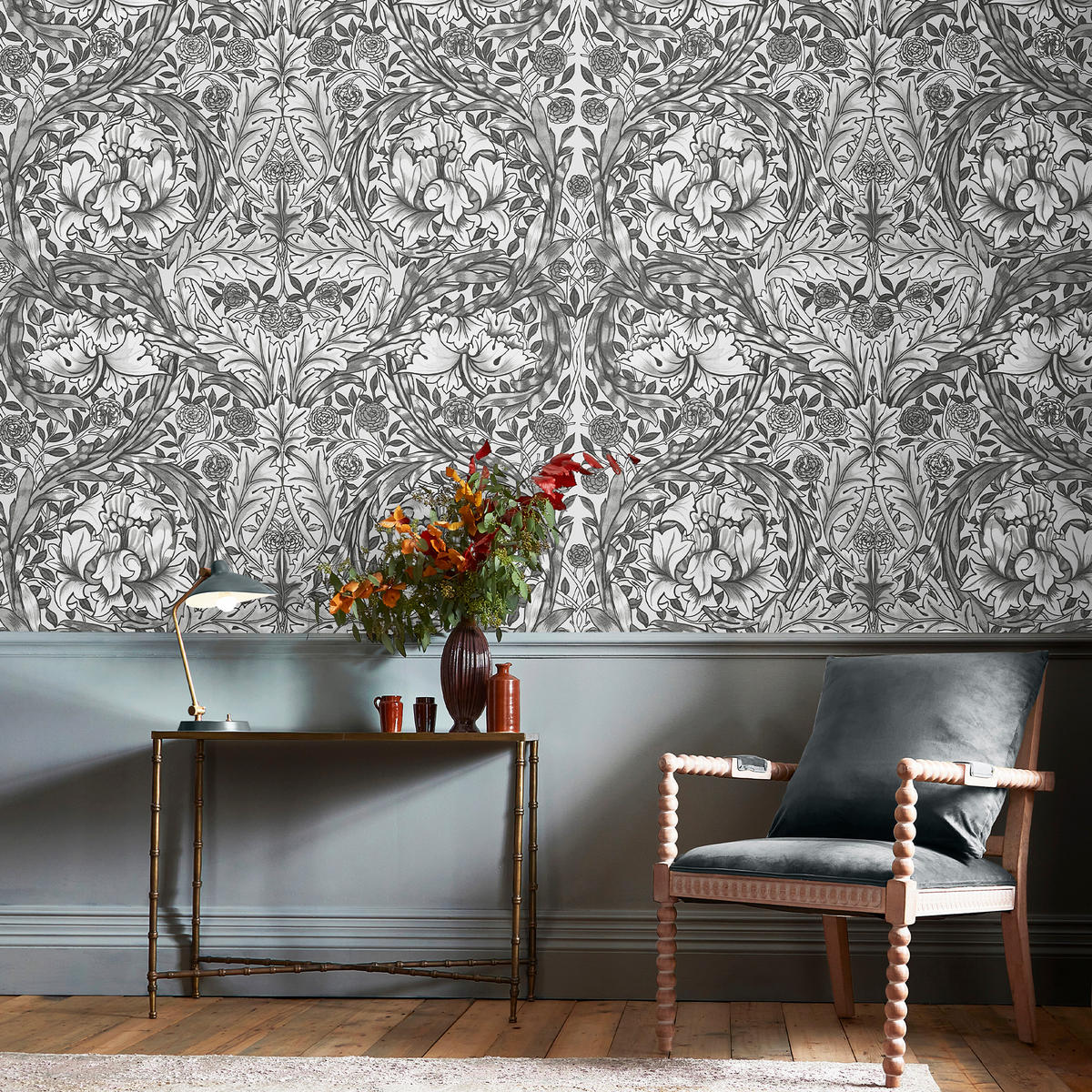 FOTOTAPETE Ringelblume Grau - Grau, Papier/Kunststoff (250/400cm) - Graham & Brown