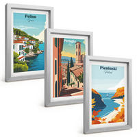 BILDER SET 3er Set - 20x30 cm Silberner Rahmen - Malerische Retro-Landschaften - Silberfarben, Kunststoff (20/30cm) - TULUP