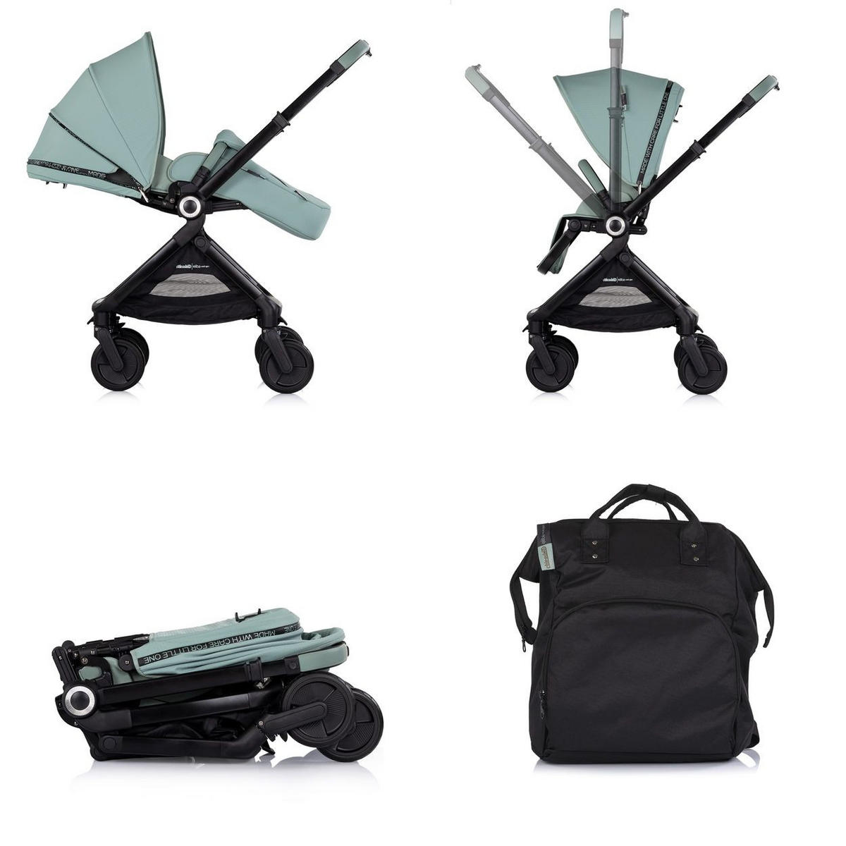 KINDERWAGEN Elite 3 in 1 Elite grün next GEN Babyschale Babywanne Tasche - Grün, Metall (69/49/112cm) - Chipolino
