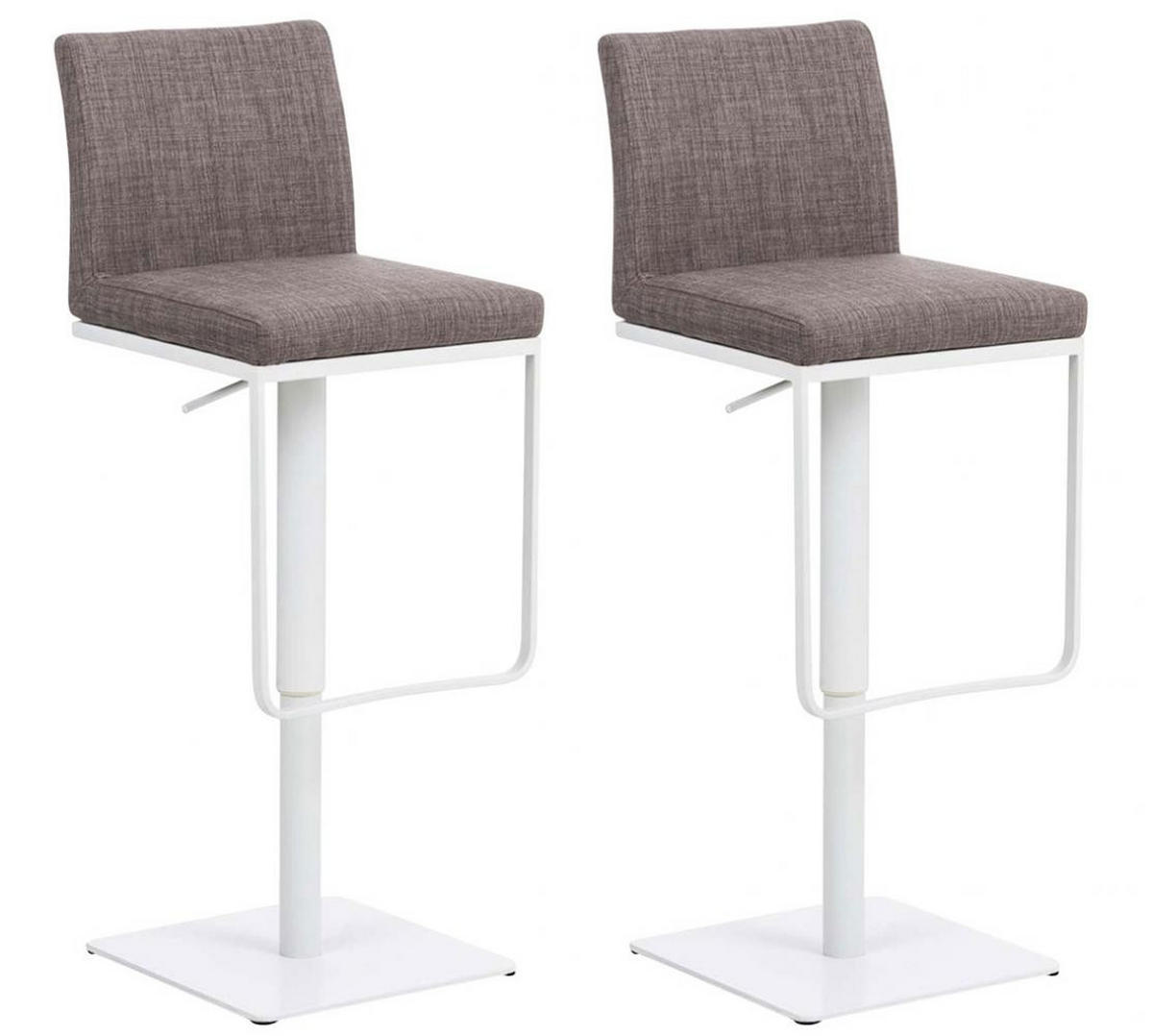 BARHOCKER 2er Set Stoff Grau - Weiß/Grau, Textil/Metall (42/86/44cm) - CLP