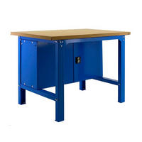 WERKBANK BUFFALO WOOD mit Schrank | HxBxT 87x120x75cm | Traglast 600kg | Blau - Blau, Metall (120/87/75cm) - PROREGAL