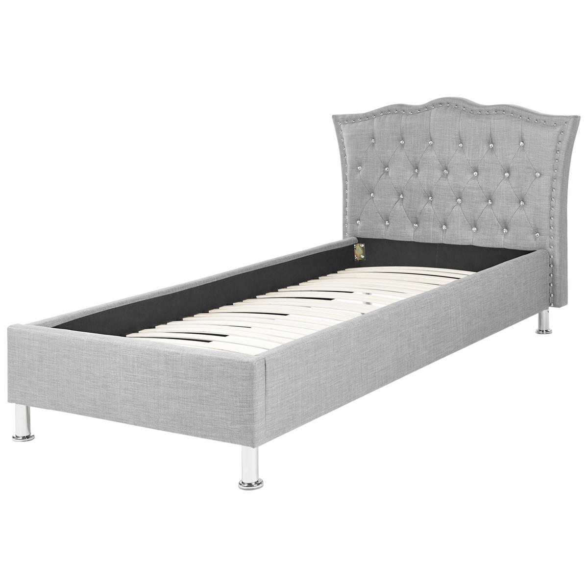 POLSTERBETT 90/200cm Hellgrau Metz - Hellgrau, Textil (90/200cm) - Beliani