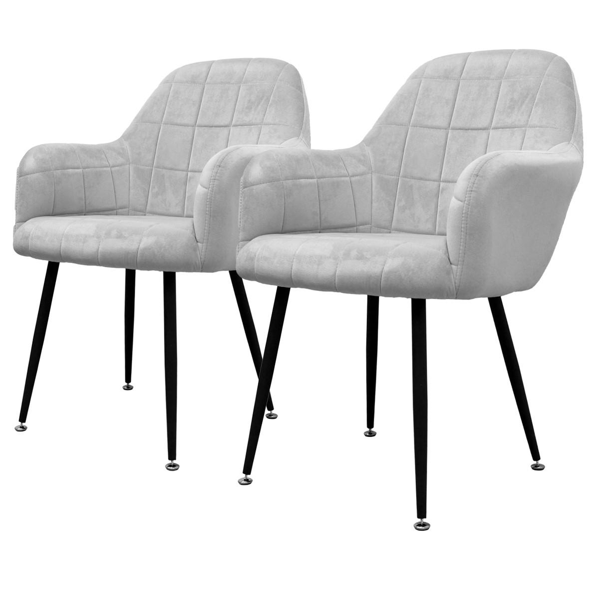 ESSZIMMERSTUHL Samt Grau 2er Set - Grau, Textil (47/83/45cm) - ECD-Germany