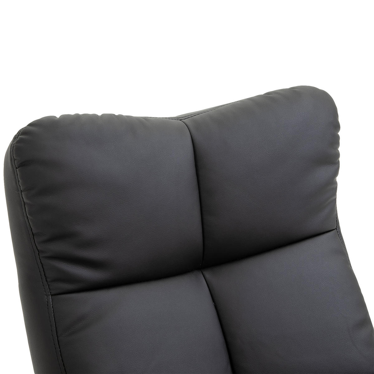 RELAXSESSEL mit Liegefunktion Massagesessel mit Fußhocker Polyester Schwarz - Schwarz, Leder/Holz (86/99/80cm) - HOMCOM
