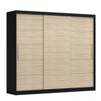 SCHWEBETÜRENSCHRANK Alba ohne Spiegel Schwarz/Sonoma Eiche, mit LED - Beleuchtung 250cm - Alufarben/Schwarz, Holzwerkstoff/Kunststoff (250/218/61cm) - imoebel24