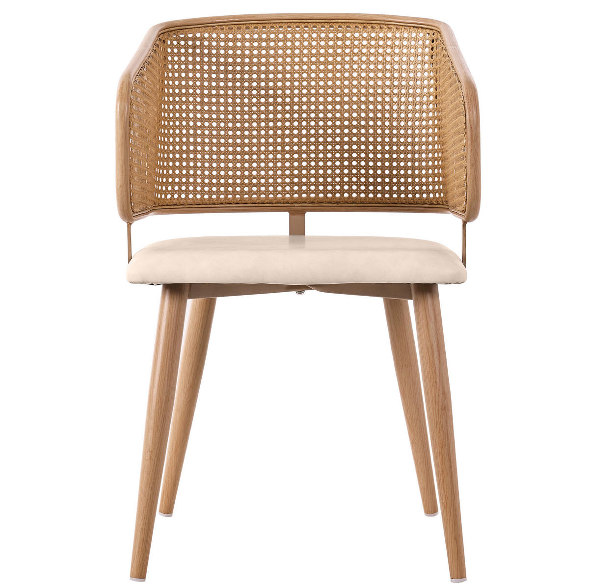 ESSZIMMERSTUHL mit Rattan-Rückenlehne ca. 47 x 51 x 79 cm Beige/Braun 4er-Set - Beige, Holz (51/79/47.1cm) - Meubliv