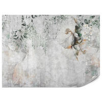FOTOTAPETE für Esszimmer Zarte Blumen Blätter Beton 100x70 - Orange/Grau, Papier (100/70cm) - Muralo