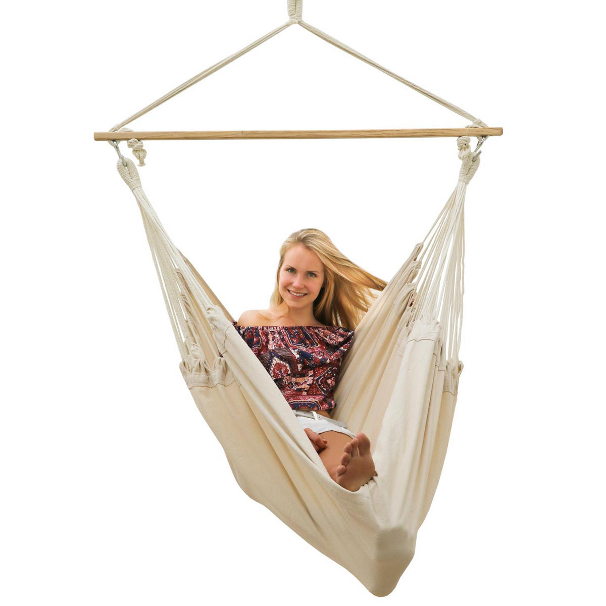 XXL-HÄNGESESSEL 185/30cm bis 150kg - Beige, Textil (130/155/185cm) - Amanka