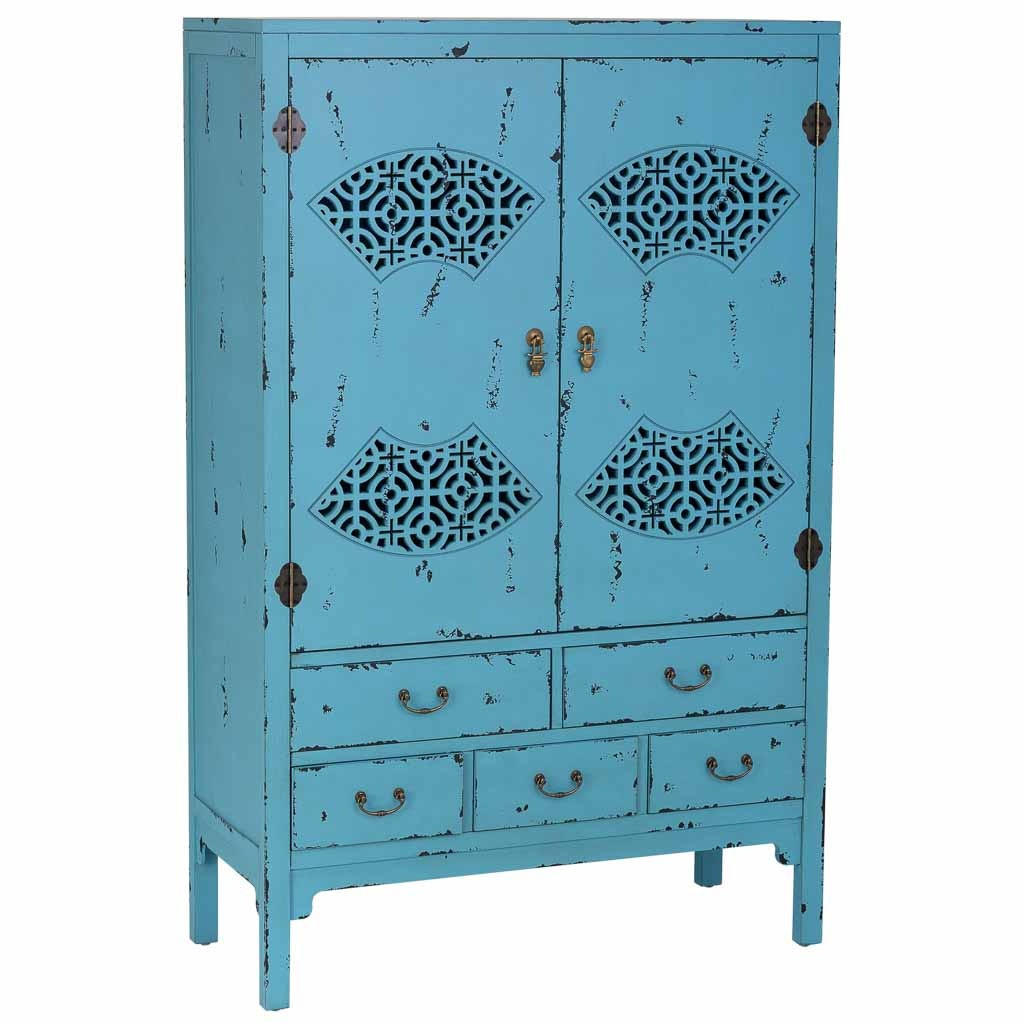 KLEINDERSCHRANK aus Holz 96x40x150 cm - Blau, Holz (96/150/40cm) - Wanderlust
