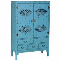 KLEINDERSCHRANK aus Holz 96x40x150 cm - Blau, Holz (96/150/40cm) - Wanderlust