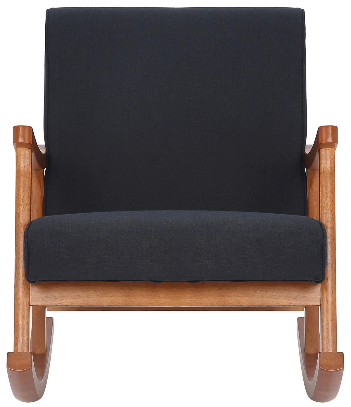 SCHAUKELSTUHL Morello Stoff, Gestell Kautschukhokz Walnuss Schwarz - Walnussfarben/Schwarz, Holz/Textil (67/82/92cm) - TPFLiving