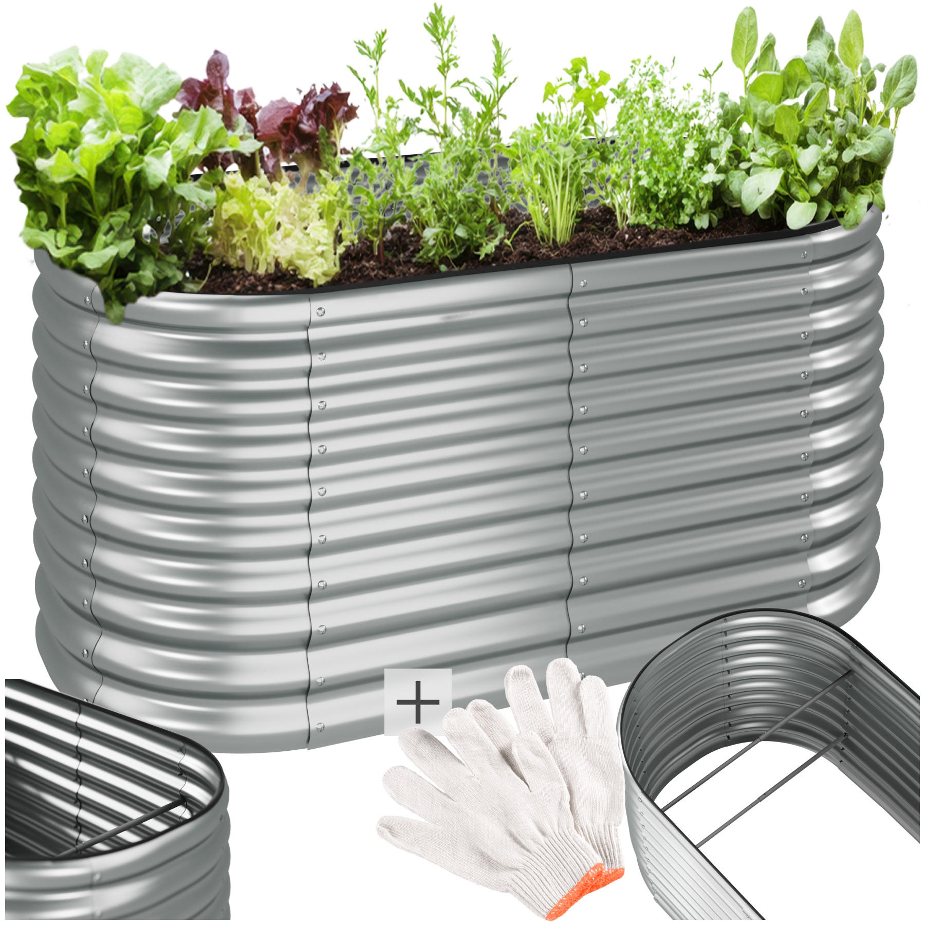 HOCHBEET Flormma,160 x 80 x 80 cm,silber - Silberfarben, Metall (160/80/80cm) - tectake
