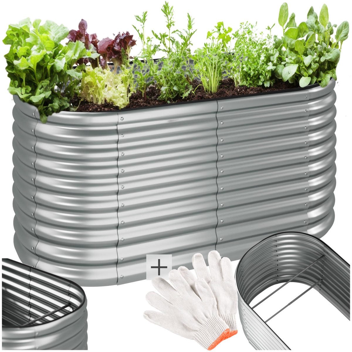 HOCHBEET Flormma,160 x 80 x 80 cm,silber - Silberfarben, Metall (160/80/80cm) - tectake