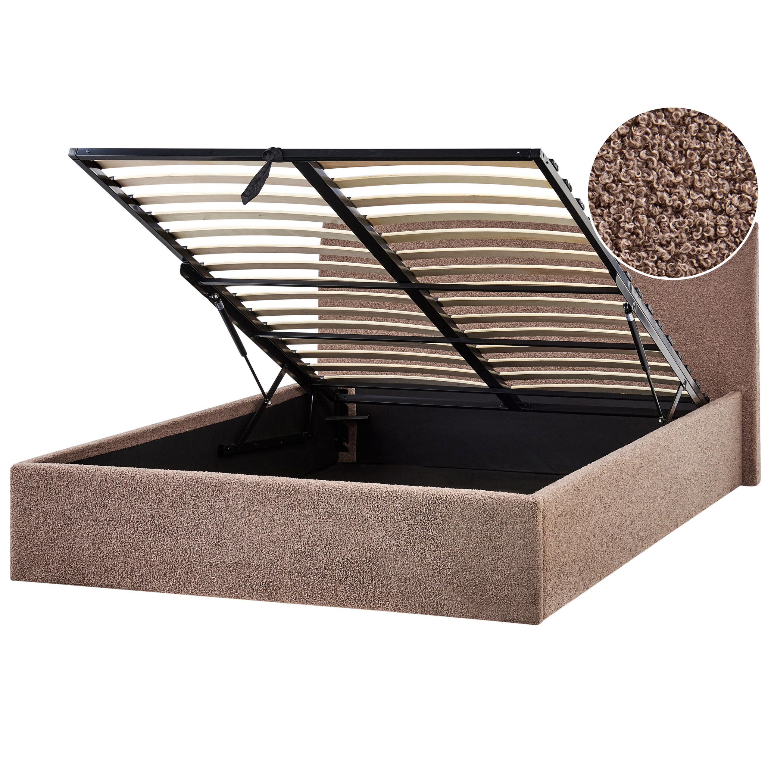 POLSTERBETT 140x200 cm Braun Orbey - Braun, Textil (140/200cm) - Beliani