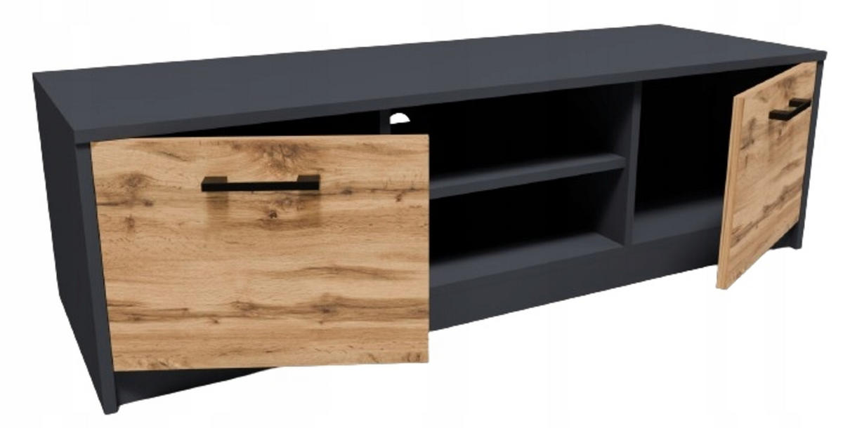 FERNSEHKOMMODE 2DC Anthrazit-Wotan Eiche 120/41/36 cm - Anthrazit/Eiche Wotan, Holzwerkstoff (120/36/41cm) - Matkam Möbel