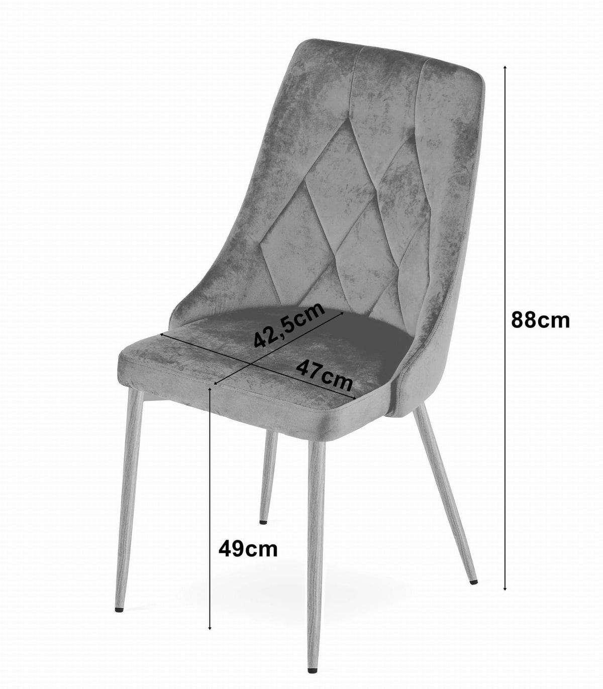 ESSZIMMERSTUHL Dunkelgrauer Velours, Diamantpolsterung, Bequeme Sitzfläche - Grau, Textil (48/89/43cm) - Best For Home