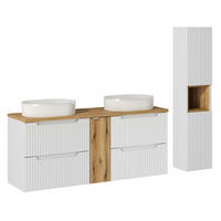KOPALNIŠKO POHIŠTVO 140.4cm Riva 2-delni komplet Bela in lesena - bela, leseni material (140.4/59/40cm) - Petits-meubles