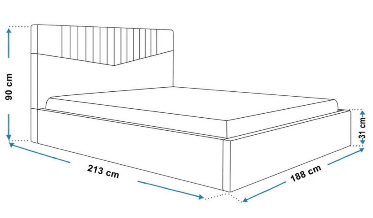BETT Blau OLDO 7 Mit Bettkasten 180x200 cm - Blau/Schwarz, Textil (180/200cm) - Sepro Meble