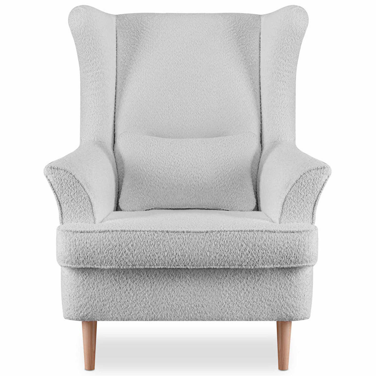 OHRENSESSEL STRALIS inklusive dekorativem Kissen, Hellgrau - Hellgrau/Braun, Textil (82/108/80cm) - KONSIMO®