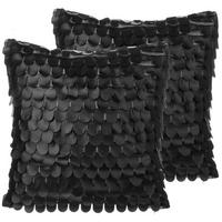 DEKOKISSEN 2er-Set Schwarz 45/45 cm Lobelia - Schwarz, Textil (45/45cm) - Beliani