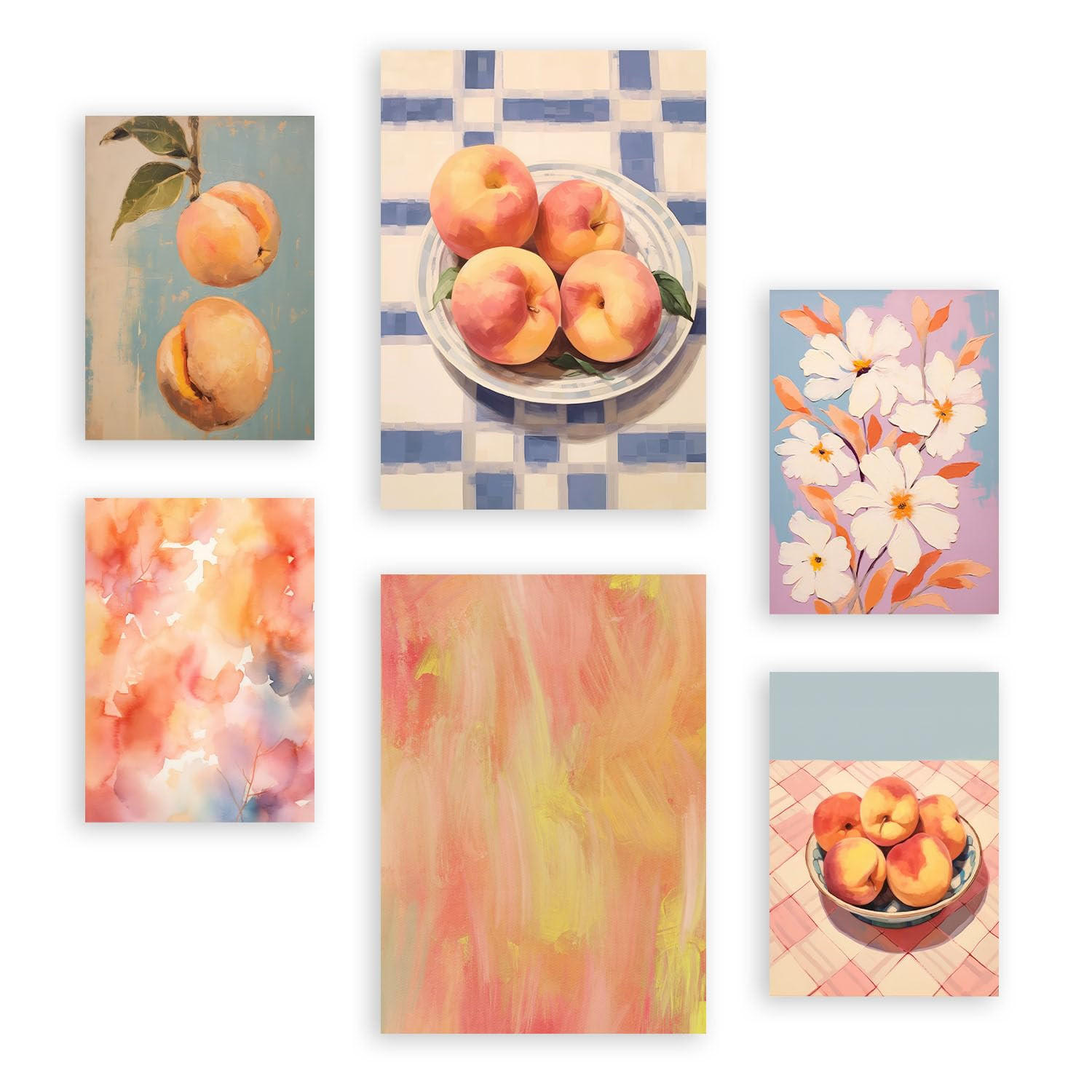 POSTER Set Mit 6 Orangefarbene Pfirsiche A3 & A4 Rahmenlos - Klar, Papier (29/3cm) - Nacnic