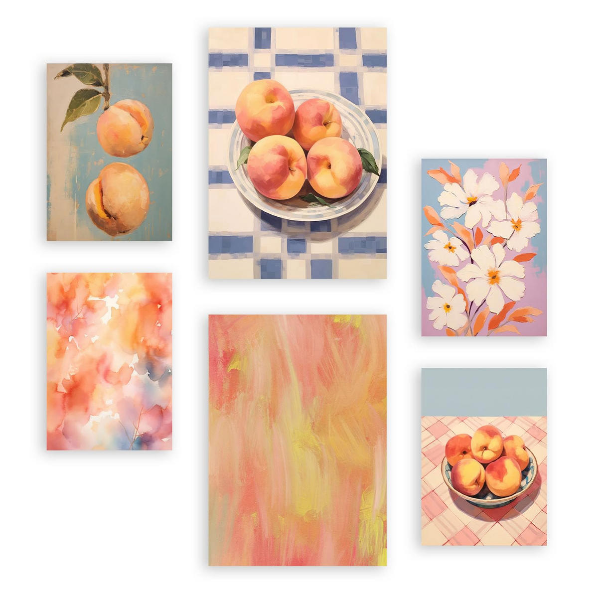 POSTER Set Mit 6 Orangefarbene Pfirsiche A3 & A4 Rahmenlos - Klar, Papier (29/3cm) - Nacnic