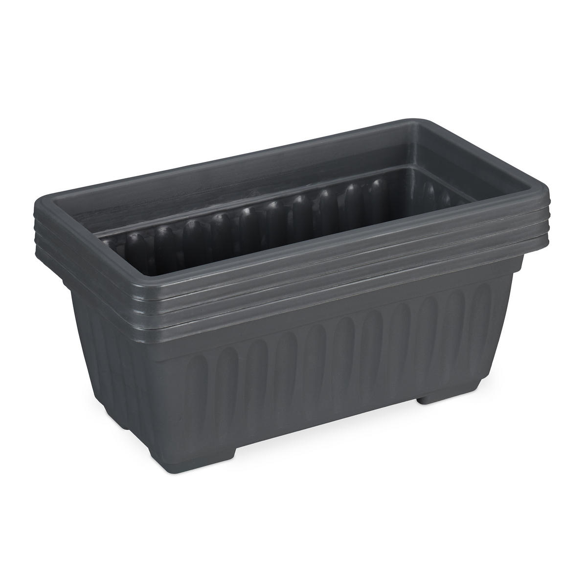 4XBLUMENKASTEN - Anthrazit, Kunststoff (34/14/18.5cm) - Relaxdays