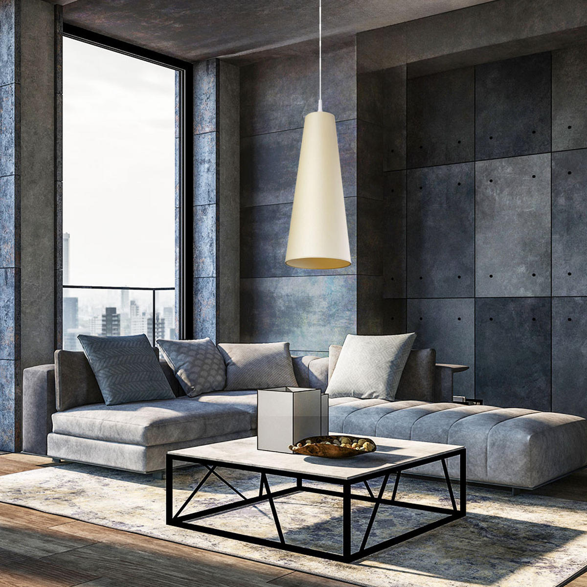 HÄNGELEUCHTE Stoff Beige - Beige, Textil (20/20/117cm)