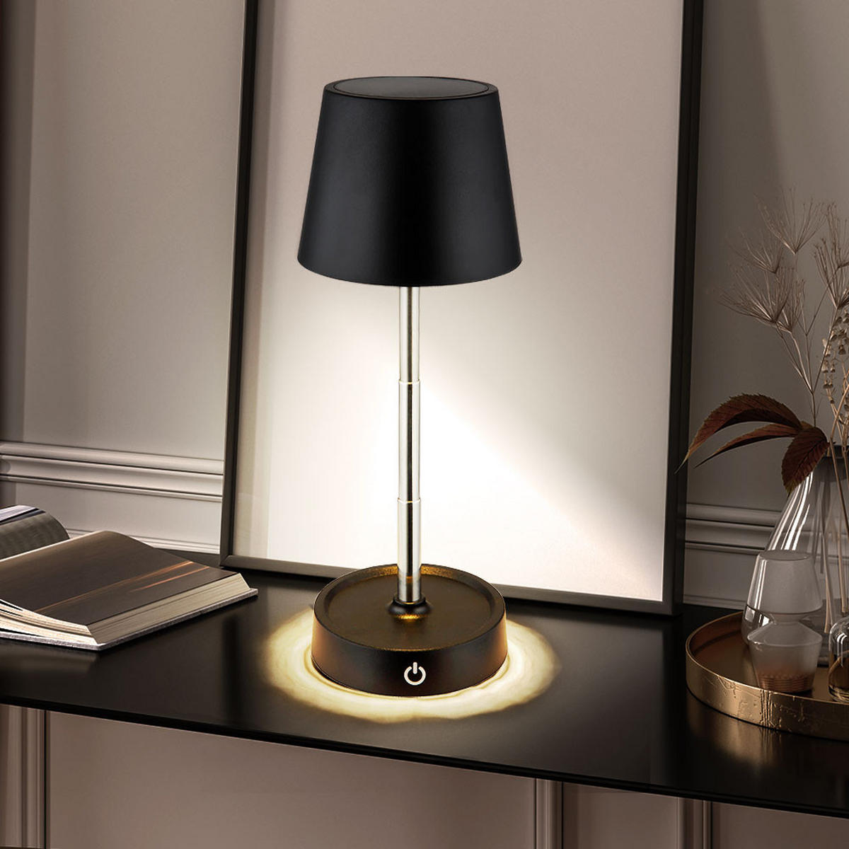 LED TISCHLEUCHTE Carlos Schwarz - Schwarz, Metall (10.6/10.6/28cm) - Globo Lighting