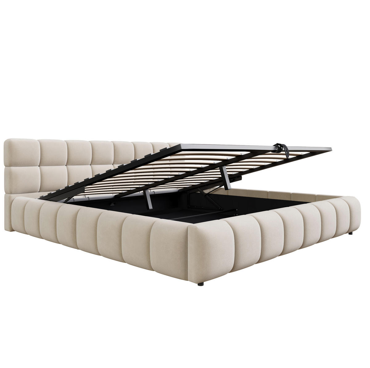 POLSTERBETT mit Stauraum und LED 180x200 cm Samt Beige - Beige, Metall (180/200cm) - Meubliv