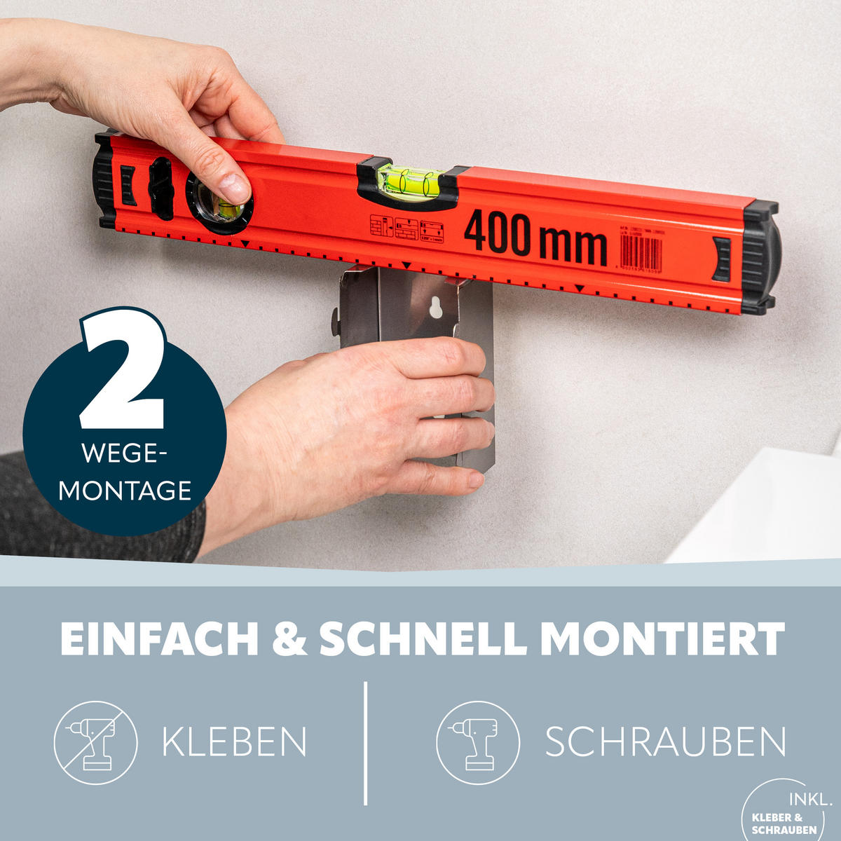 WC-GARNITUR inkl. Wandhalterung - Edelstahlfarben, Metall (10/39/14.5cm) - bremermann