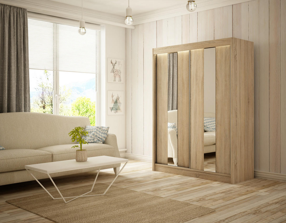 KLEIDERSCHRANK LUKIA - 120 cm - Sonoma Eiche - Sonoma Eiche, Holzwerkstoff (120/215/61cm) - ALTDECOR