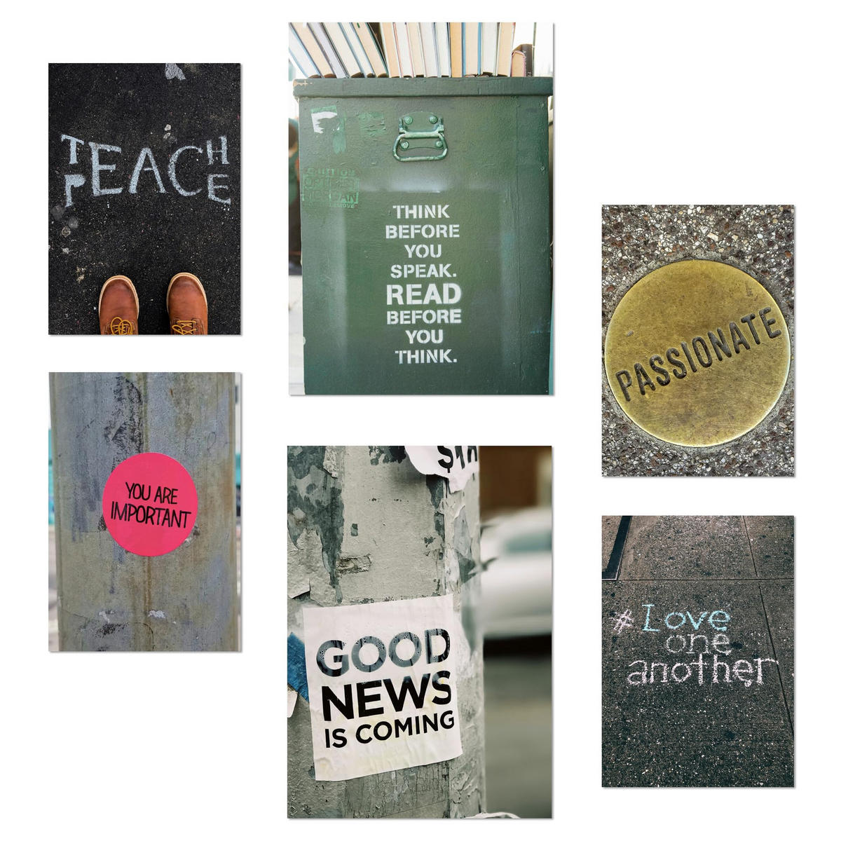 POSTER Set Mit 6 Inspirierende Straßensätze Urban Art A3 & A4 Rahmenlos - Klar, Papier (29/3cm) - Nacnic