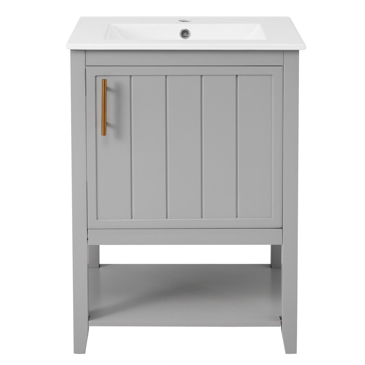 BADEZIMMERSCHRANK 61x47x87cm in Grau, wasserdicht & rutschfest - Grau, Holzwerkstoff (61/87/47cm) - Modfu