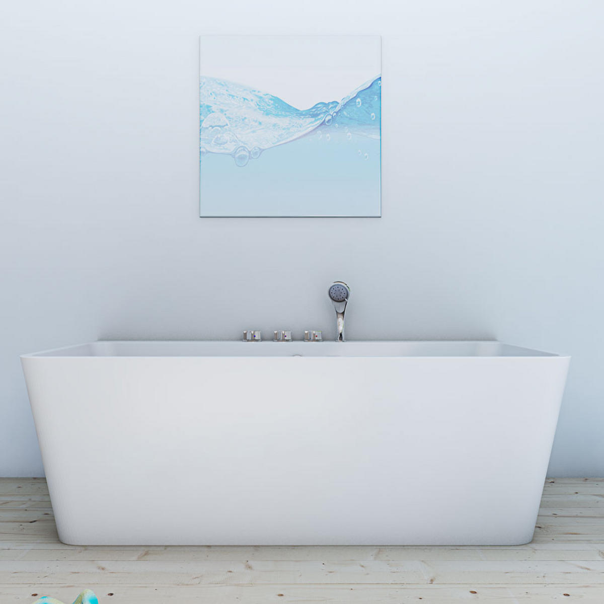 BADEWANNE freistehend F05 Komfort-Armatur - Weiß, Glas/Kunststoff (80/58/170cm) - AcquaVapore by Sandra Jentho