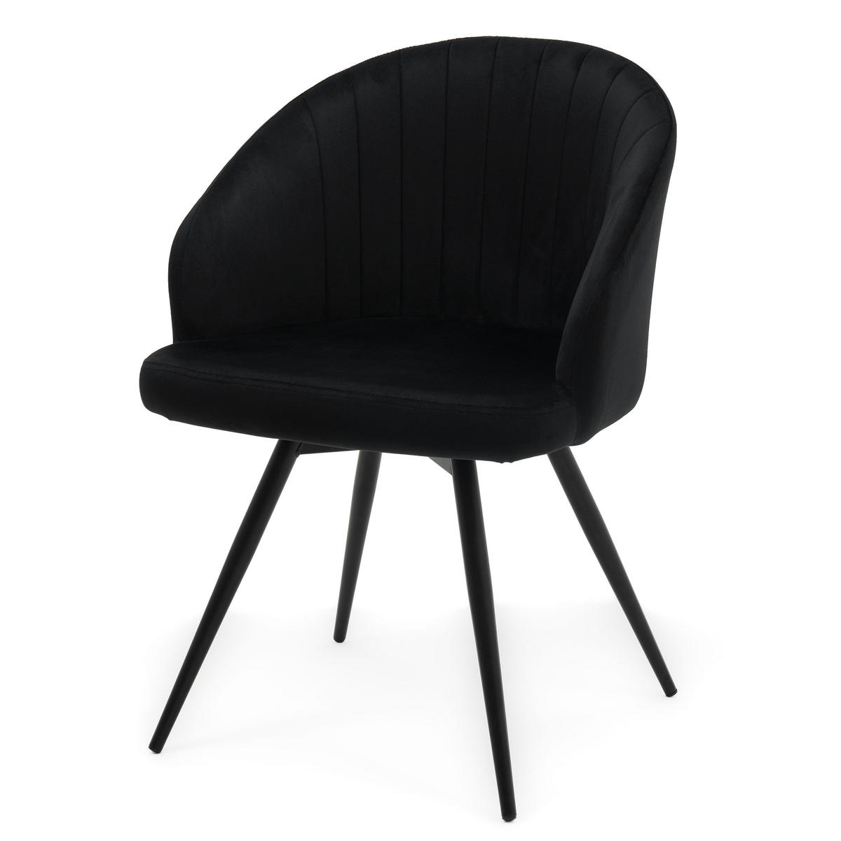 STUHL MODENA drehbar gepolsterter mit Steppung - schwarz - Samt Velour - Schwarz, Textil/Metall (57/80/59cm) - NEW HOME