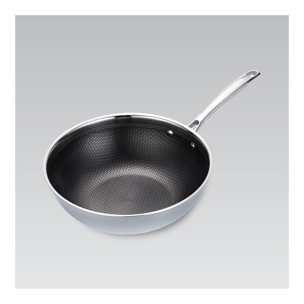 WOK Silber 53/30/9 cm MR122430 - Silberfarben, Metall (30cm) - Maestro 