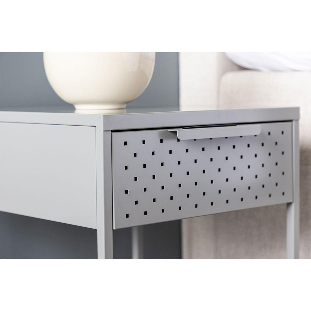 NACHTTISCH, Sacs, Hellgrau, Stahl, 40 x 40 x 52 cm - Hellgrau, Metall (40/52/40cm) - ebuy24