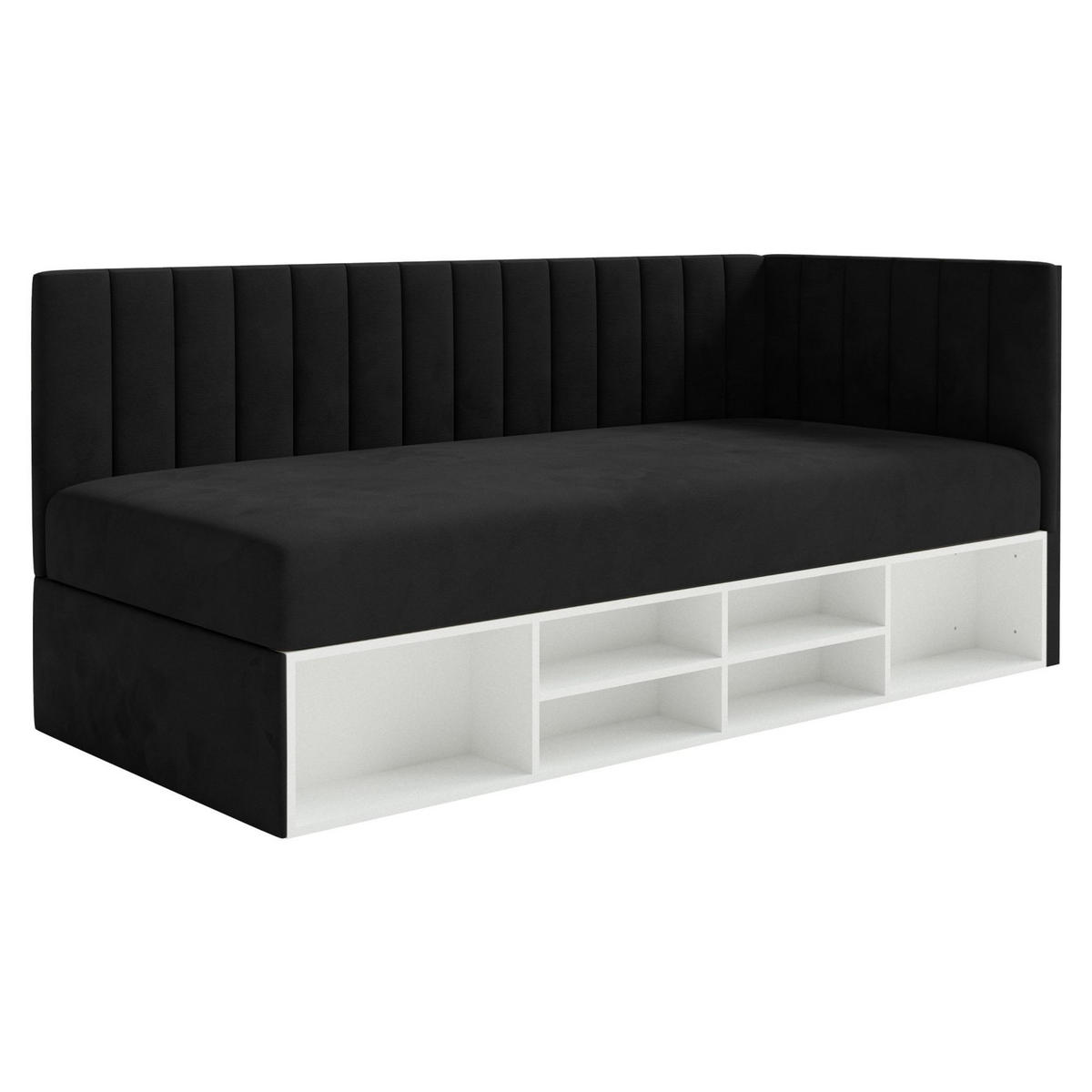 JUGENDBETT Ventrio Schwarz Easy-Clean-Samtbezug 90x200 cm - Schwarz, Holz/Textil (90/200cm) - Selsey