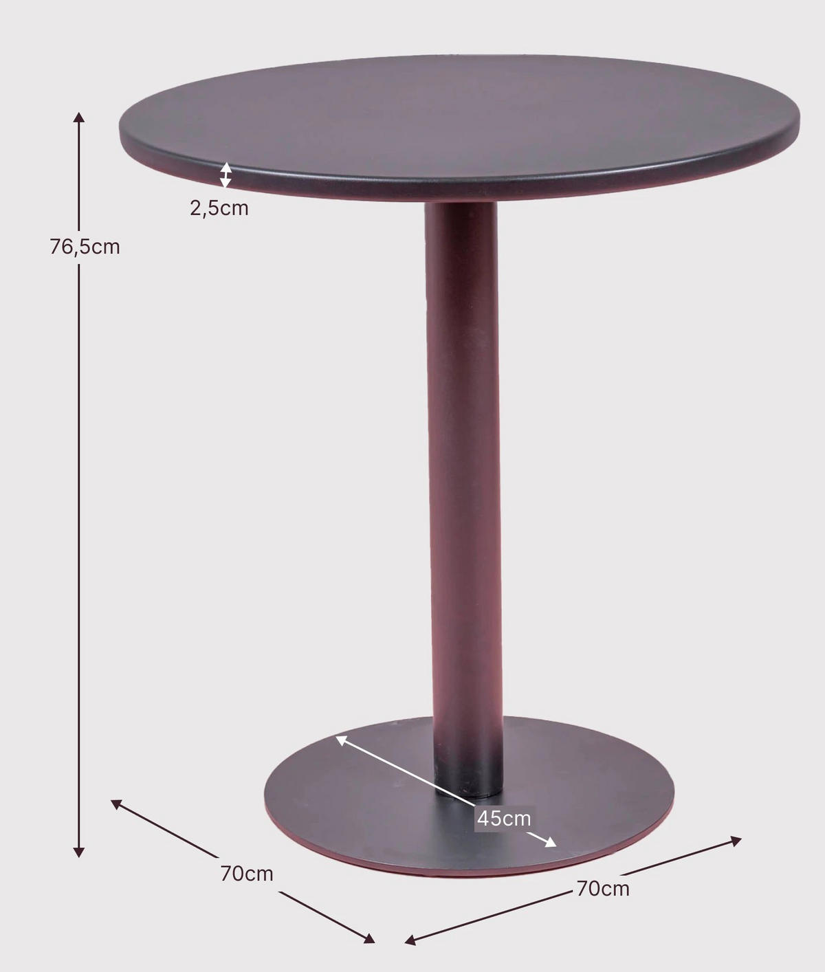 STEHTISCH Rund Schwarz 70/70/77 cm - Schwarz, Metall (70/70/77cm) - Nest Dream