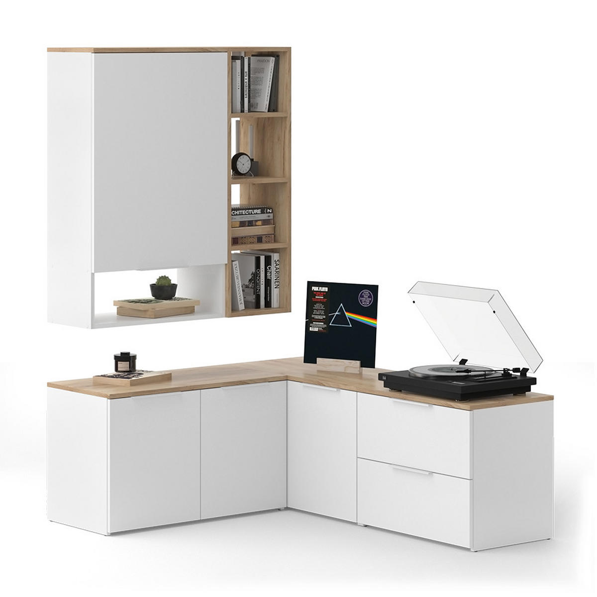 ŽIVÁ STĚNA Wido Bílá/Sonoma - bílá/Sonoma dub, kompozitní dřevo (80/50/40cm) - Vicco