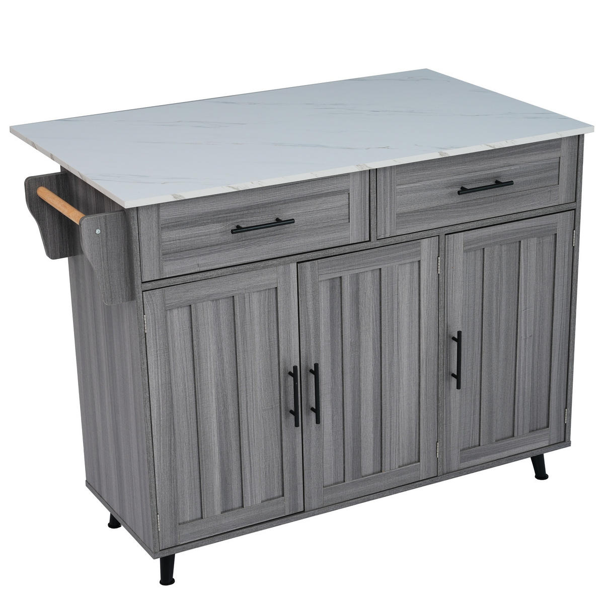 KÜCHENINSEL 129/91,5/46 cm Grau/Weiß aus MDF mit klappbarer Tischplatte - Grau, Holzwerkstoff (46/91.5/129cm) - OKMYHOME
