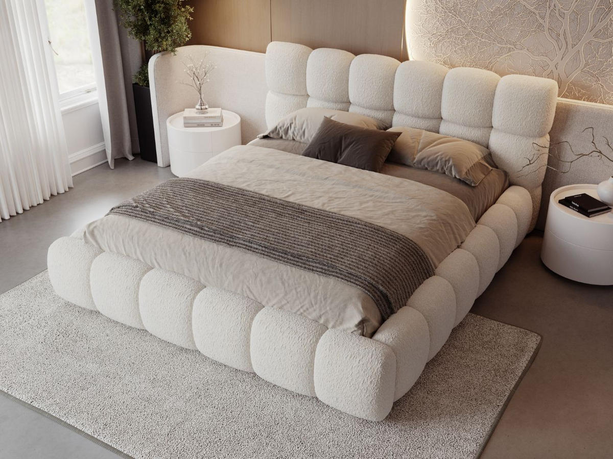 POLSTERBETT Modo 200x200 Bouclé-Stoff Beige - Beige, Textil (200/200cm) - Graingold